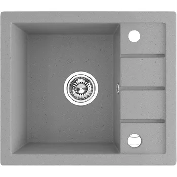 Granitový dřez Laveo Trzynastka, 1-komorový granitový dřez 570x495x185 mm, šedá, LAV-SBP_513T