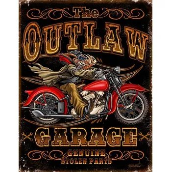 Plechová cedule Plechová cedule Outlaw Garage Bikes