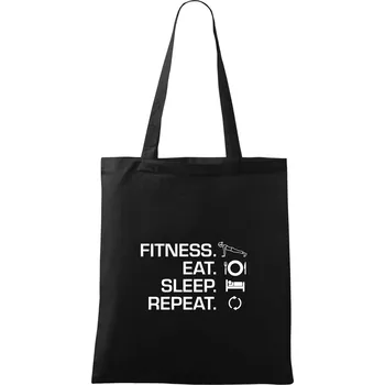 Fitness Eat Sleep Repeat - Taška bavlněná - 42 x 38 cm ( Černá )