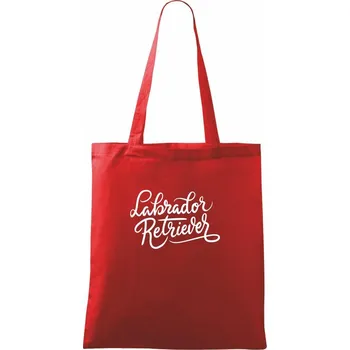 Labrador - nápis okrasný - Taška bavlněná - 42 x 38 cm ( Červená )