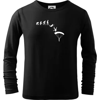 Chlapecké tričko Evoluce parašutista seskok - Triko dětské Long Sleeve - 122 cm/6 let ( Černá )