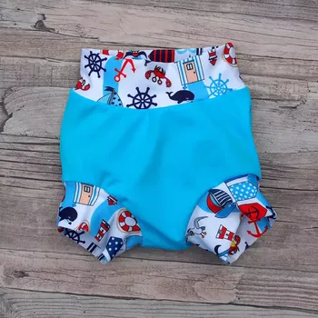 Kojenecké plavky Swim nappy klasické polyesterové plavky - Tyrkys a maják XL