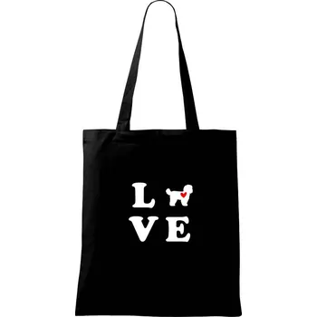 Nákupní taška Shih Tzu love - Taška bavlněná - 42 x 38 cm ( Černá )