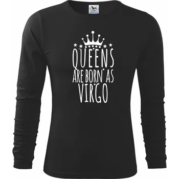Chlapecké tričko Queens are born as Virgo - Panna - Triko dětské Long Sleeve - 122 cm/6 let ( Černá )