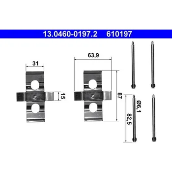 Přislušenství brzdového systému Sada příslušenství, obložení kotoučové brzdy ATE 13.0460-0197.2