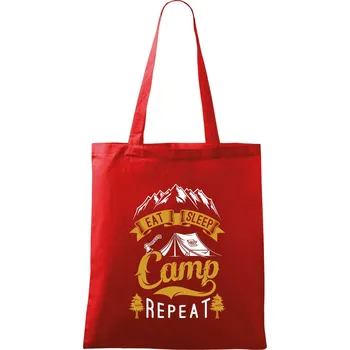 Nákupní taška Eat Sleep Camp Repeat - Taška bavlněná - 42 x 38 cm ( Červená )