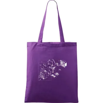 Nákupní taška Nákres stará CRT televize - Taška bavlněná - 42 x 38 cm ( Fialová )