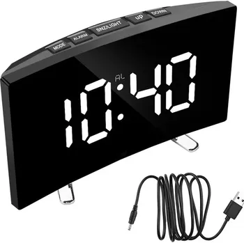 Hodiny Digitální stolní hodiny s velkými číslicemi a LED displejem - BÍLÝ