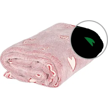 deka Vesna Deka mikroflanel svítící SRDCE 140x200 cm Růžová