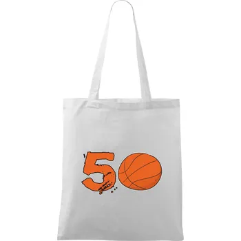 Basketball kulaté narozeniny 50 - Taška bavlněná - 42 x 38 cm ( Bílá )