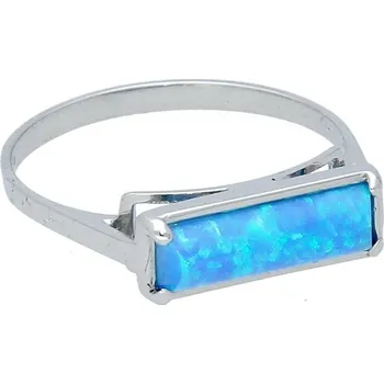 Prsten Goldstore Bílé zlato prsten obdélníkový tvar opálu Velikost: 61, Váha: 1.58 g