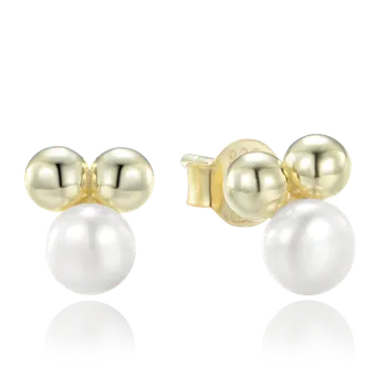 Náušnice 1041 MINET Pozlacené stříbrné náušnice s kuličkami a přírodními perlami