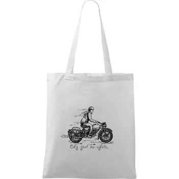 Celý život na výletě - motorka - Taška bavlněná - 42 x 38 cm ( Bílá )