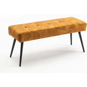Moderní designová žlutá lavice Soreli s prošívaným sametovým čalouněním 100 cm