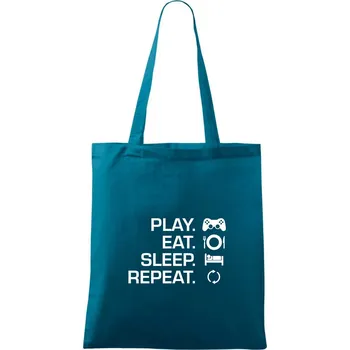 Play Eat Sleep Repeat game - Taška bavlněná - 42 x 38 cm ( Petrolejová )