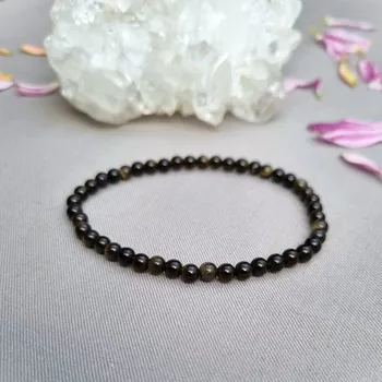 Náramek Náramek z minerálních korálků - zlatý obsidián AUTORSKÁ TVORBA ŠPERKŮ Z MINERÁLŮ