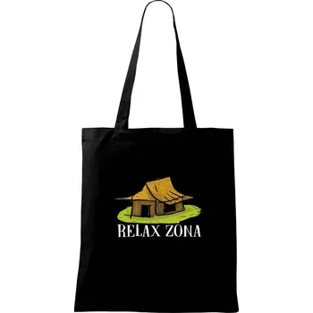 Nákupní taška Relax zóna chalupa - Taška bavlněná - 42 x 38 cm ( Černá )