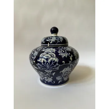 Váza PORCELÁNOVÁ VÁZA S VÍKEM - KOBALTOVÁ MODŘ