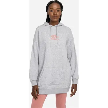 Dámská mikina dámská prodloužená mikina UMBRO - GREY MARL/ROSETTE - L (Umbro Dm Oversized Sweatshirt Hoodie Dress Ladies)