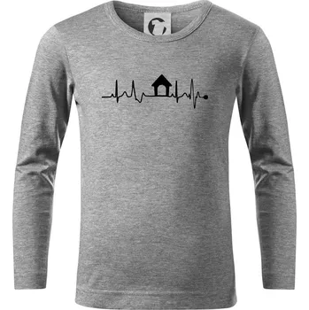 Chlapecké tričko Ekg psí bouda - Triko dětské Long Sleeve - 122 cm/6 let ( Tmavě šedý melír )