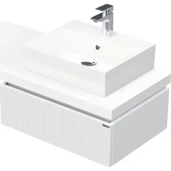 Koupelnový nábytek Koupelnová skříňka s umyvadlem Intedoor DESK 3D bílá matná 110,5 x 44,4 x 50,2 cm DE 54 3D 110 P STORM 1Z A8916