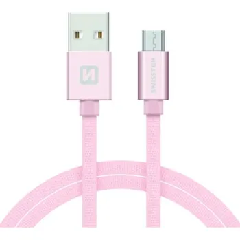 SWISSTEN Textile Micro USB, datový kabel, růžovo zlatý, 2 m 71522305