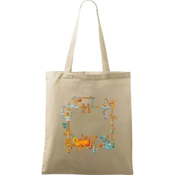 Steampunk barevná sestava - Taška bavlněná - 42 x 38 cm ( Naturální )