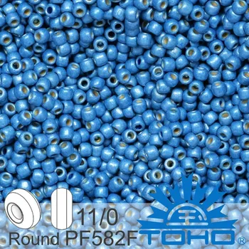 Korálek Korálky TOHO tvar ROUND (kulaté). Velikost 11/0. Barva PF582F Permafinish - Matte Galvanized Aqua Sky. Balení 8g.