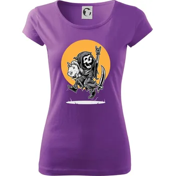 Dámské tričko Jednorozeč vs. smrtka - Dámské triko Pure - 2XL ( Fialová )