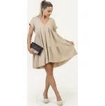 BudesIN Tmavě béžové volné mini šaty Rosa