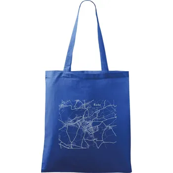 Nákupní taška Černobílá mapa Kladno - Taška bavlněná - 42 x 38 cm ( Královská modrá )