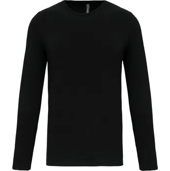 KARIBAN Pánské slim triko s dlouhým rukávem K3016 Barva: Černá, Velikost: L