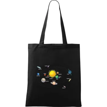Nákupní taška Kreslené Planety - Taška bavlněná - 42 x 38 cm ( Černá )