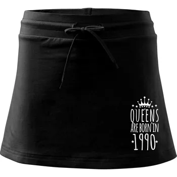 Dámská sukně Queens are born in 1990 - Sportovní sukně - two in one - M ( Černá )