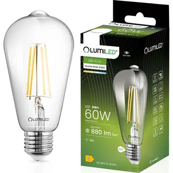 Žárovka LED žárovka E27 ST64 8W = 60W 880lm 4000K Neutrální 360° vlákno LUMILED