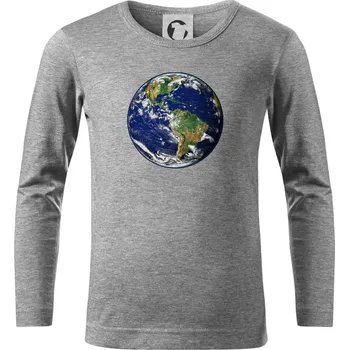 Chlapecké tričko Planeta Země - Triko dětské Long Sleeve - 122 cm/6 let ( Tmavě šedý melír )