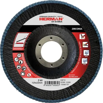 Brusný kotouč Lamelový kotouč HERMAN LR-10 Area | na nerez | zirconia 125mm / P60