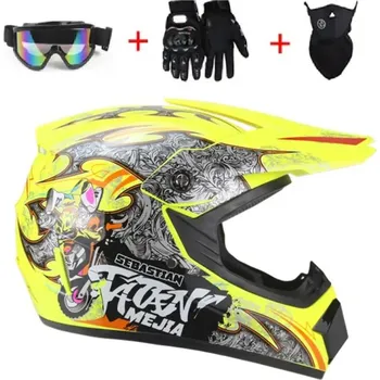 Helma na motorku Dětská moto přilba Tatan zelená SET