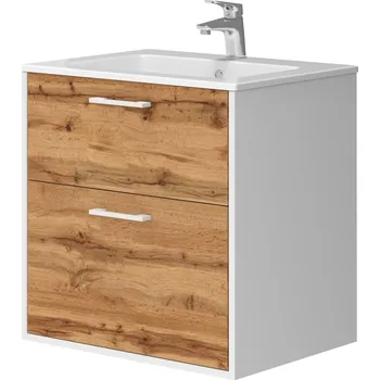 Koupelnový nábytek Lavedo Afina Piedra White/Wotan Oak 60 koupelnová skříňka s umyvadlem
