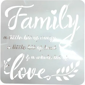 Šablona, NÁPIS FAMILY, cca 30 x 30 cm, 1ks