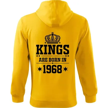 Pánská mikina Kings are born in 1968 - Mikina s kapucí na zip trendy zipper - M ( Žlutá )