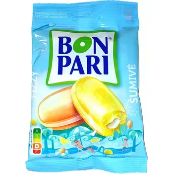 Bonbon Bon Pari šumivé bonbóny s ovocnými příchutěmi 80 g (Bonbóny Bon Pari s práškovou šumivou náplní s ovocnými příchutěmi 80 g)