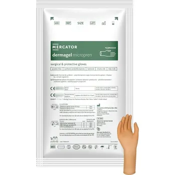 Vyšetřovací rukavice MERCATOR MEDICAL DERMAGEL MICROPREN - Operační nepudrované syntetické rukavice, tělové sterilní Velikost operačních rukavic: 6,5