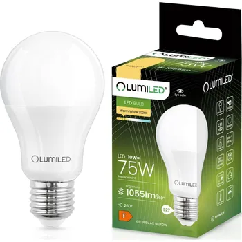 Žárovka LED žárovka LED E27 A60 10W = 75W 1055lm 3000K Teplá 260° LUMILED