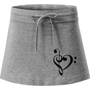 Dámské oblečení Houslový klíč srdce - Sportovní sukně - two in one - S ( Tmavě šedý melír )