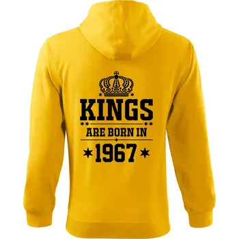 Pánská mikina Kings are born in 1967 - Mikina s kapucí na zip trendy zipper - M ( Žlutá )
