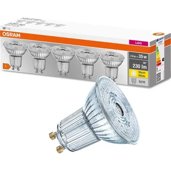 Žárovka 5PAK LED žárovka GU10 2,3W = 35W 230lm 2700K Warm 36° OSRAM Base
