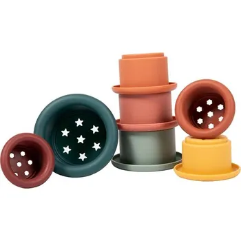 Hračka pro nejmenší Bo Jungle Cool Classic Silikonové stohovací kalíšky do vody