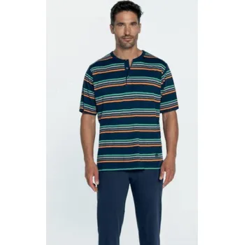 Pánské pyžamo Soft Cotton GUASCH Pánské pyžamo LEONARDO XXL Tmavě modrá GUASCH Pánské pyžamo LEONARDO XXL Tmavě modrá - 8431204625089
