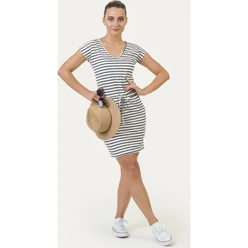 Dámské šaty BudesIN Námořnické modrobílé šaty Veronica se šňůrkou v pase Velikost: L